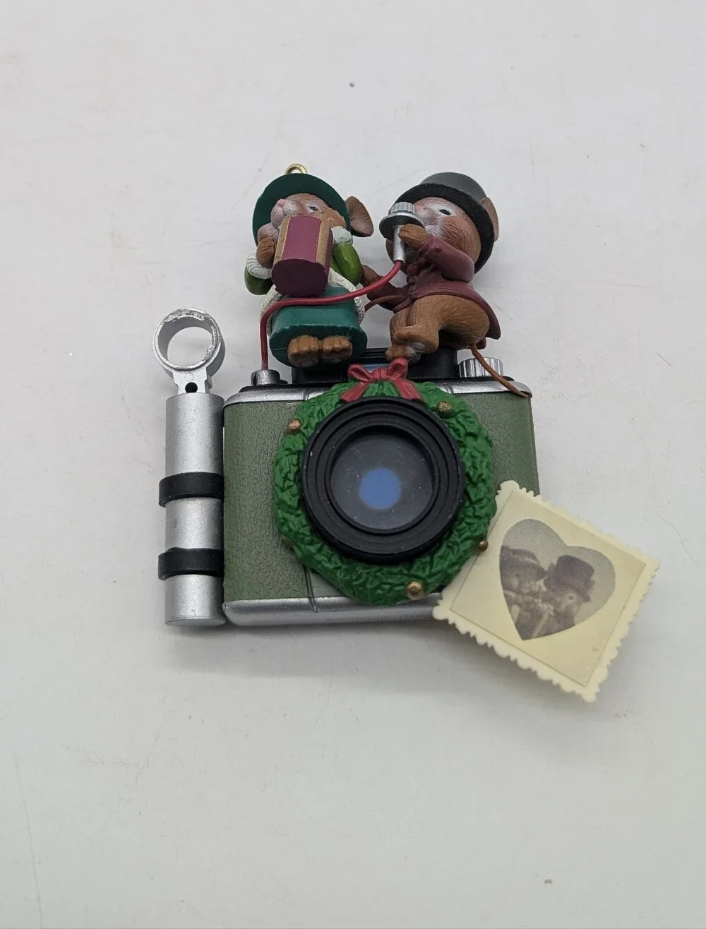 Vintage 90s Mistletoe Magic Collection Mice on Vintage Camera Christmas Ornament